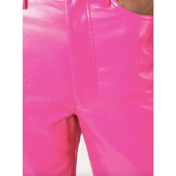 ROTATE Birger Christensen 'Rotie' Monogram Faux Leather Pink Pants - Picture 7 of 14